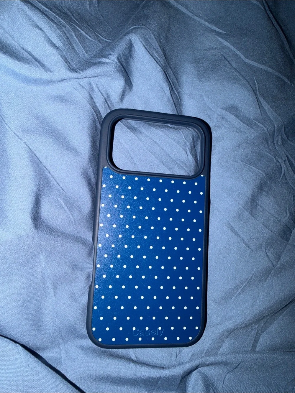 Blue Polka Dot Phone Case with White Dots